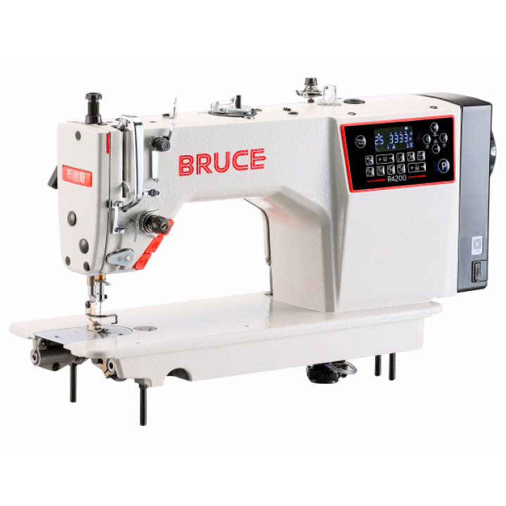 BRUCE R4200-DQ sewing machine with electronic stitch length adjustment and servo foot lifter, for light-medium materials