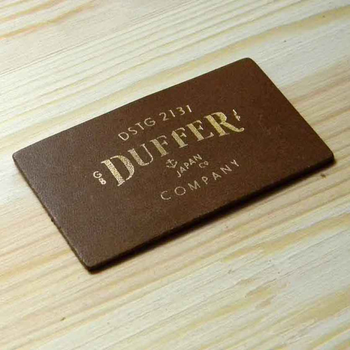 Leather label embossed and gilded