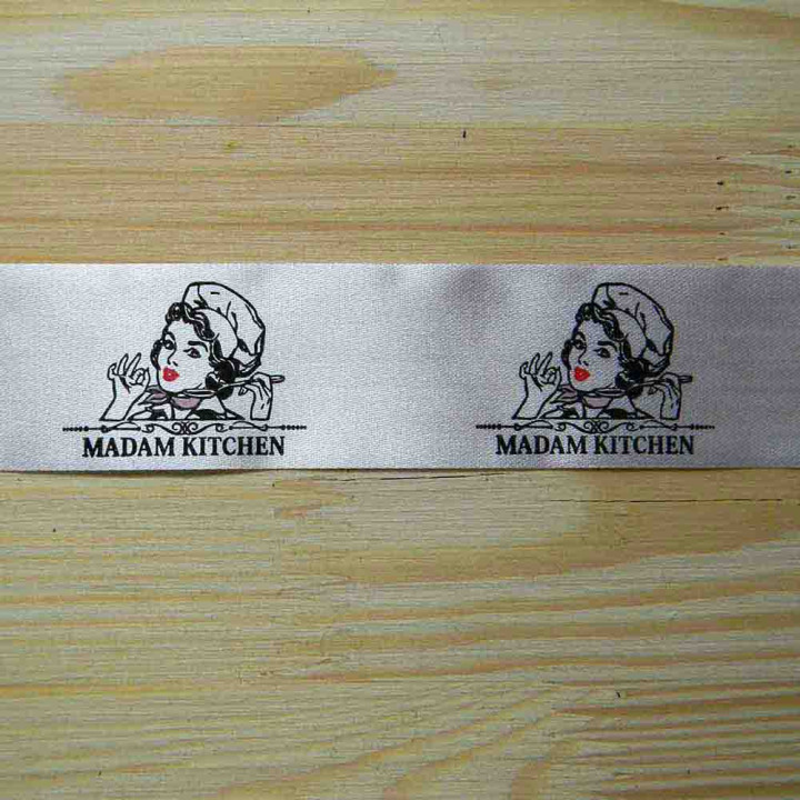 Label thin satin in the film "Madam Kitchen" 3 cm