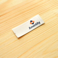Satin label with logo and jointed "Amentity" 11х2 cm