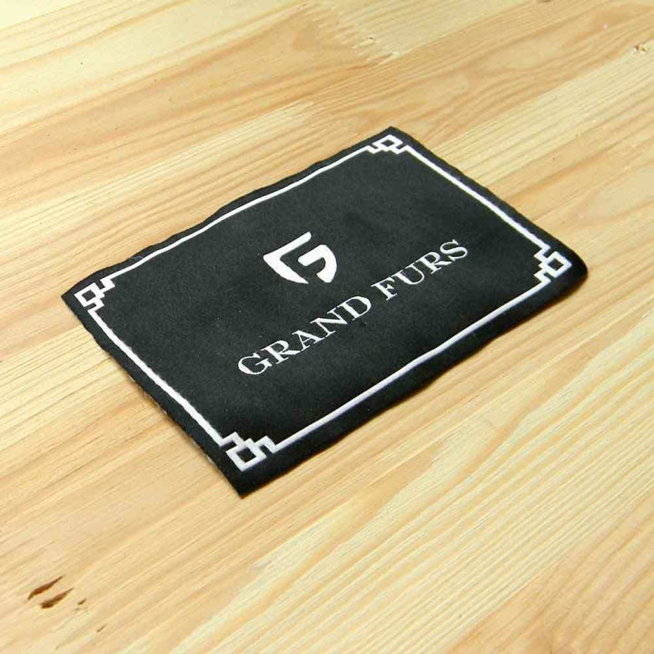 Sew-on label for clothing "Grand Furs" 12x7,5 cm